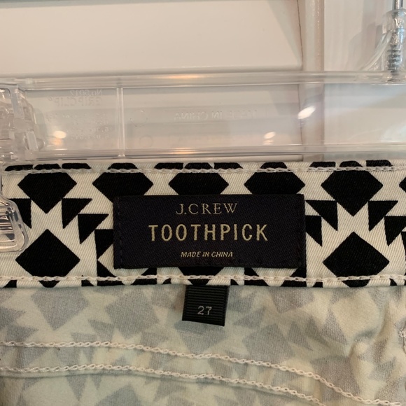 J. Crew Black and White Geometric Print Toothpick Jeans - Picture 2 of 11